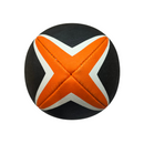 Black and orange rugby ball.