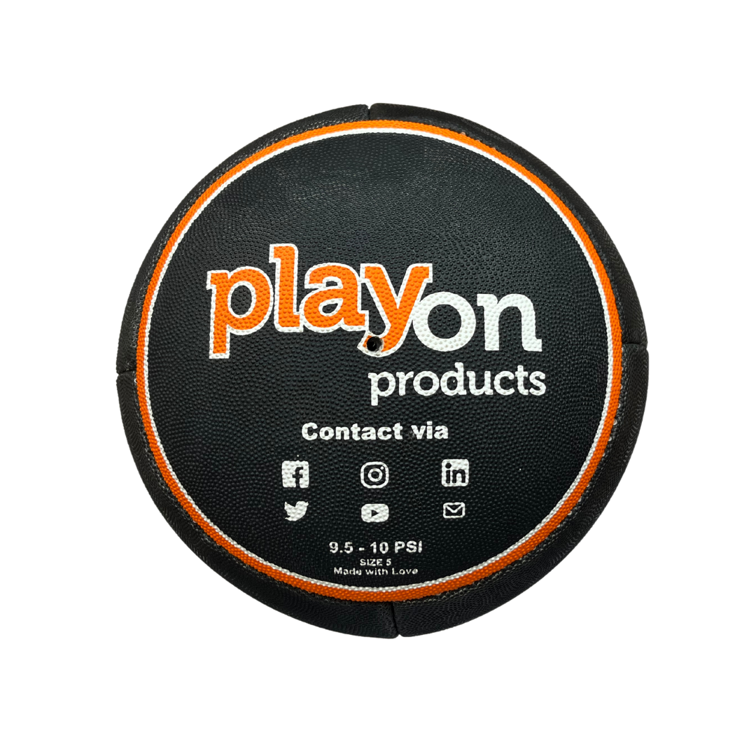 playon products rebounderball displaying playon products logo on the flat top of ball. Rebounderball the perfect practice preparation which increases overall performance. Can be used in training for the sports of rugby league, rugby union, touch football, and oz tag, or for improving general hand-eye coordination.