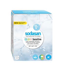 Box of Sodasan Colour Sensitive laundry detergent.