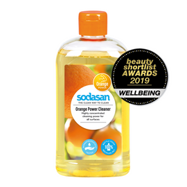 Bottle of orange power cleaner.