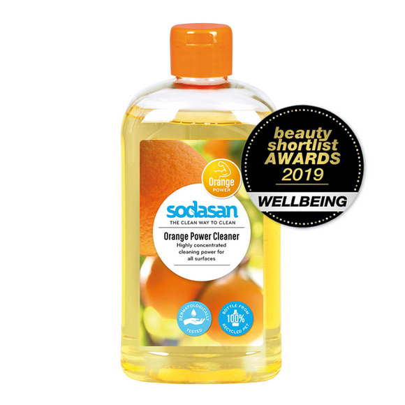 Bottle of orange power cleaner.