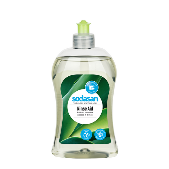 Bottle of Sodasan Rinse Aid.