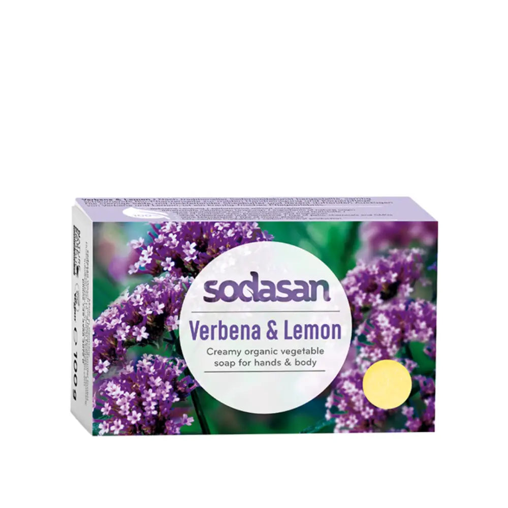 Bar of Sodasan Verbena & Lemon organic soap.