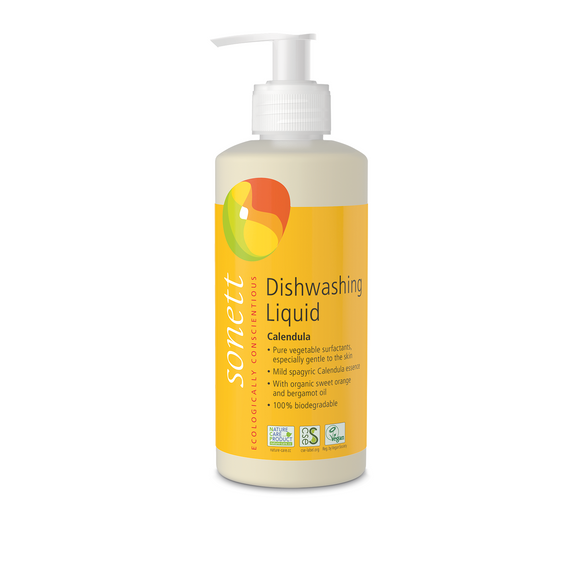 Bottle of calendula dishwashing liquid.