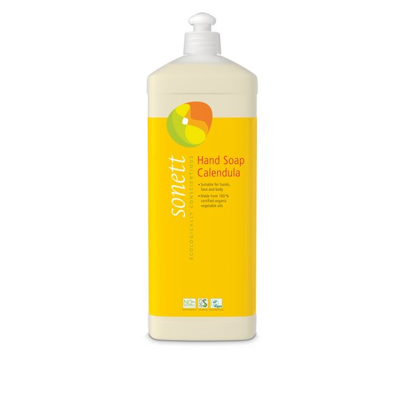 Bottle of calendula hand soap.