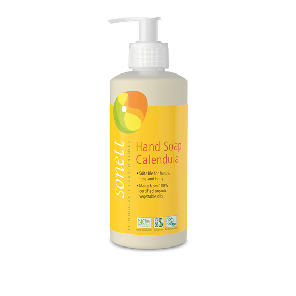 Bottle of calendula hand soap.
