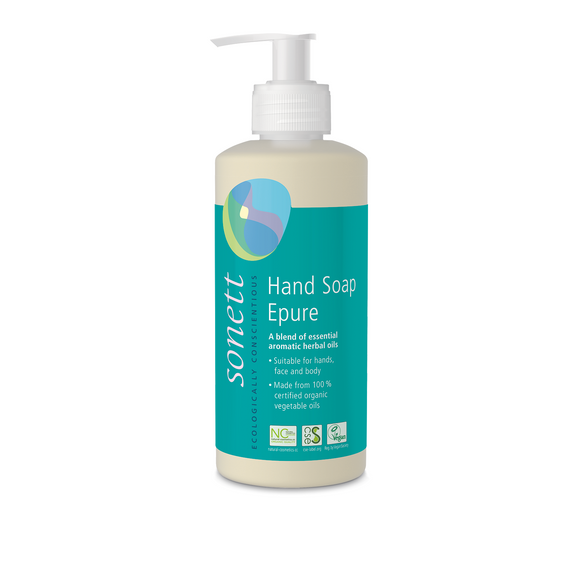 Bottle of organic hand soap.