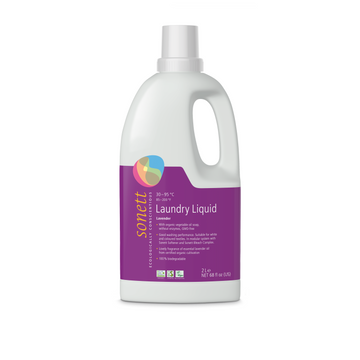Laundry liquid in a white plastic bottle.