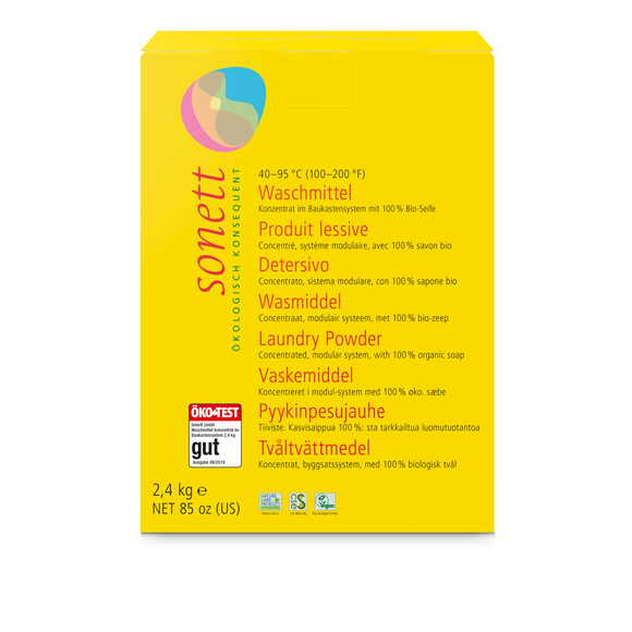 Yellow box of Sonett laundry powder.