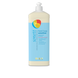 Bottle of sensitive hand soap.