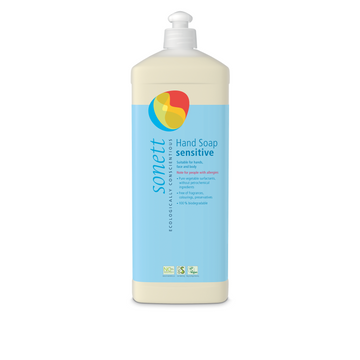 Bottle of sensitive hand soap.