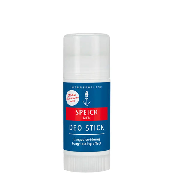 Speick brand deodorant stick in blue and white packaging.