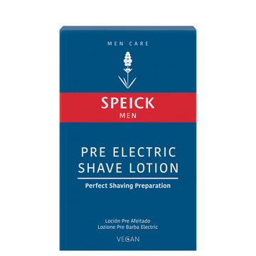 Speick pre-electric shave lotion box.