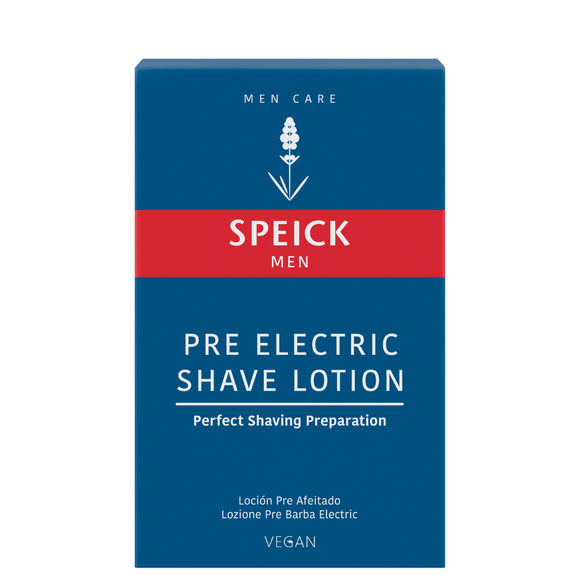 Speick pre-electric shave lotion box.