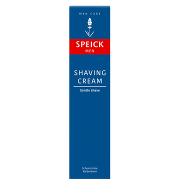 Blue and red Speick Men shaving cream box.