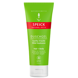 Green tube of Speick shower gel.