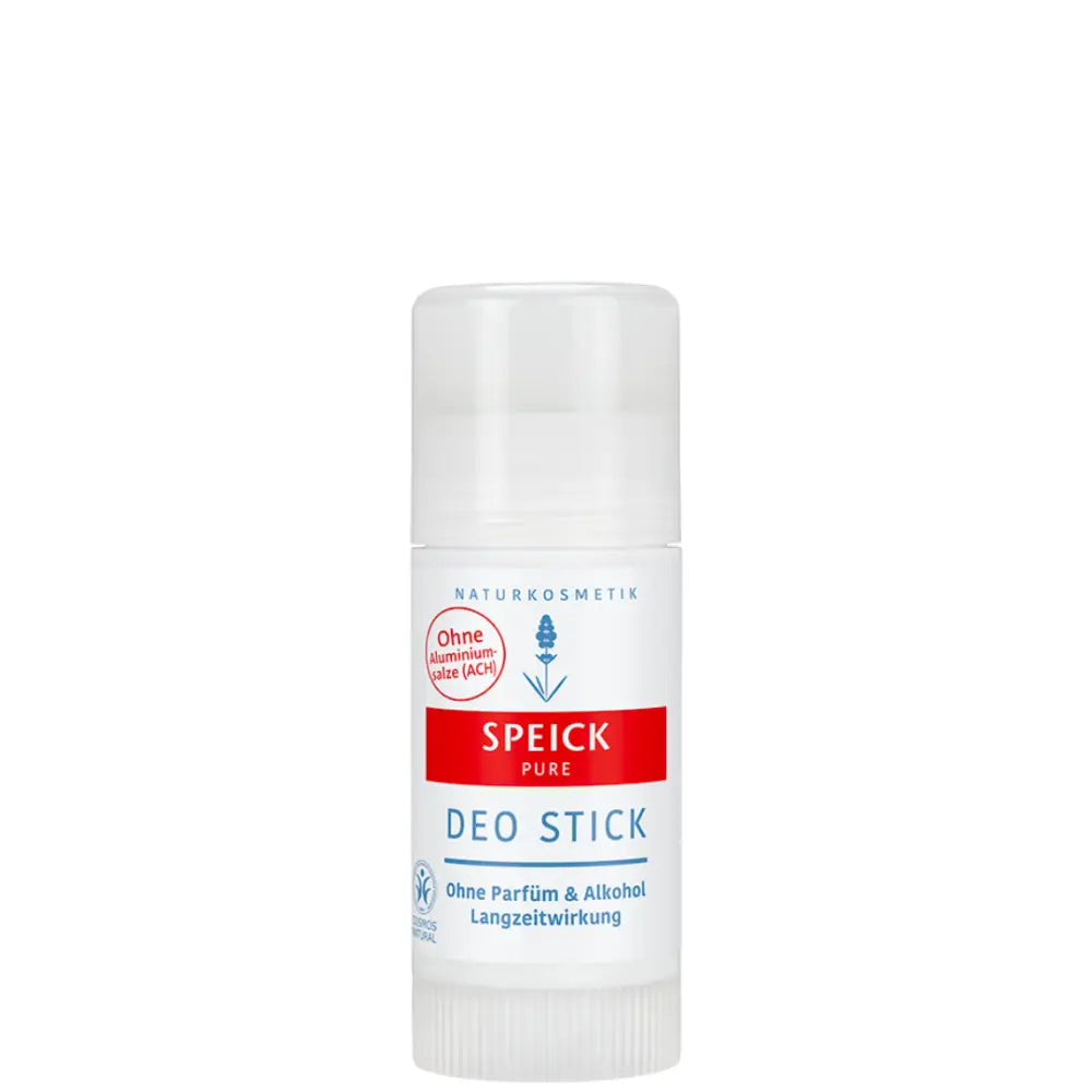 White Speick deodorant stick with blue text on the label.