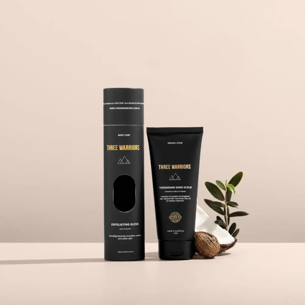 Black skincare product packaging with gold text and a minimalist design.