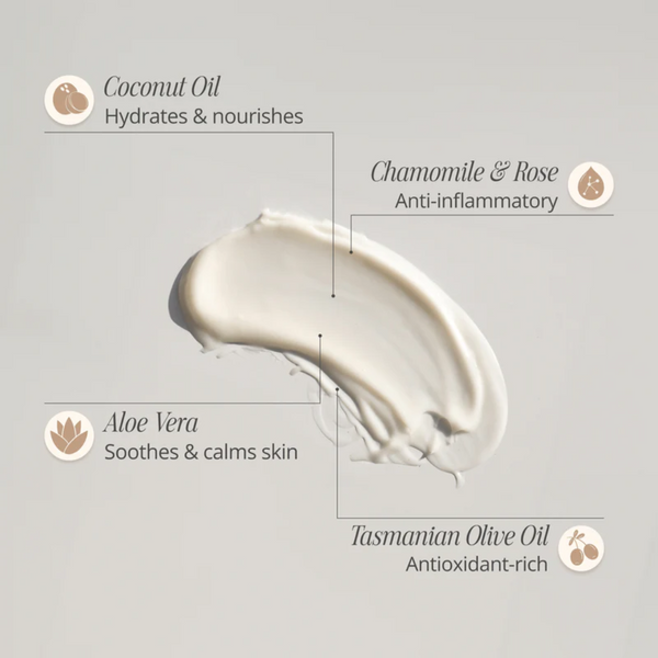 Three warriors gradual tan key benefits of product swatch. A natural organic skincare gradual tanning lotion