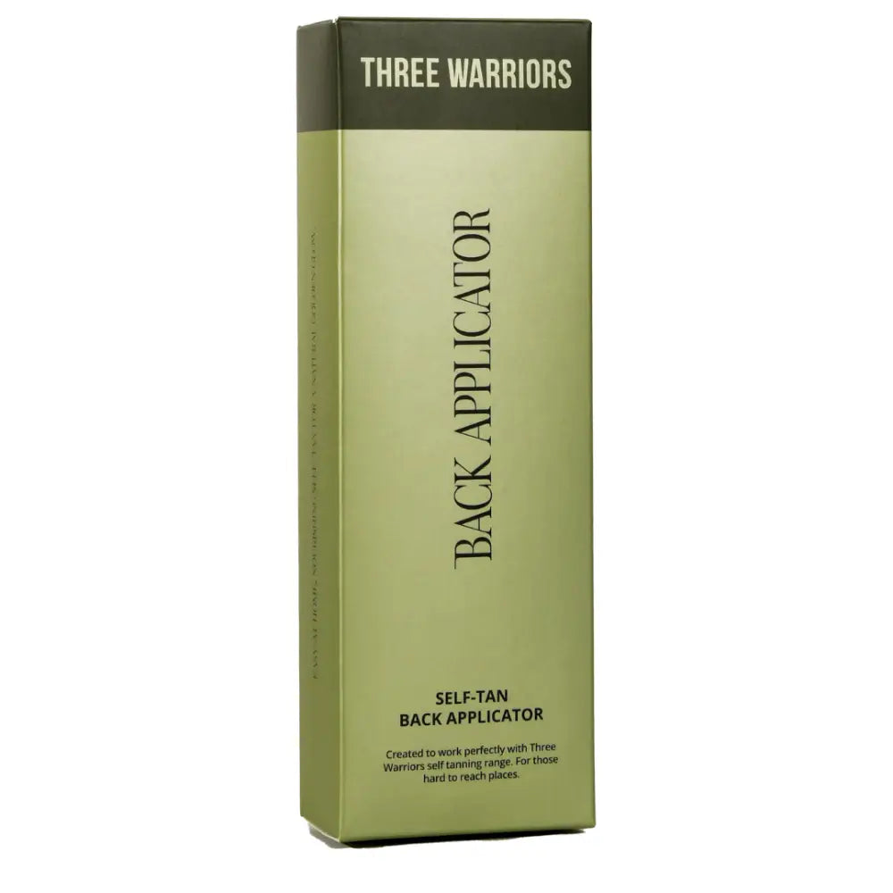 Green and black box of Three Warriors back applicator product.