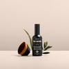 Three warriors beauty buff tanning brush with Three Warriors face tan aqua mist staged photoshoot of products standing. An organic self-tanning duo.